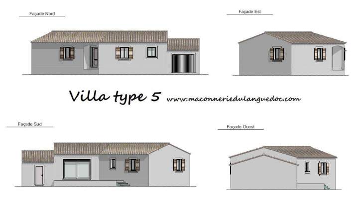 Conception de plans de maison clé en main Type 5 Moussac