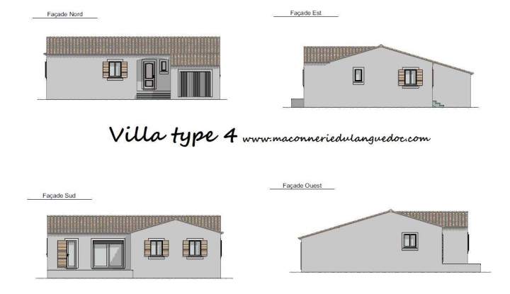 Conception de plans de maison clé en main Type 4 Moussac